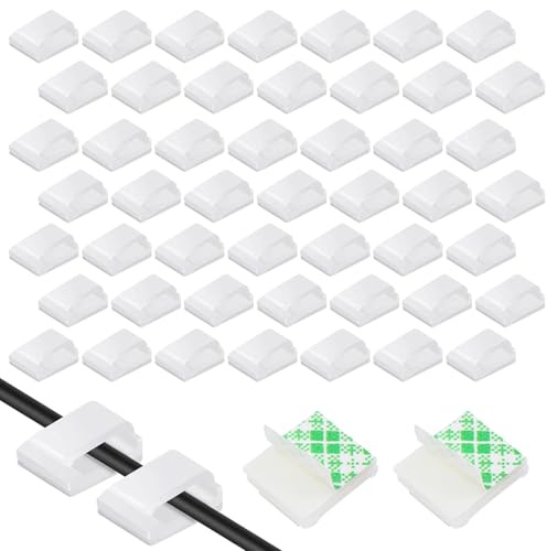 100 Pcs Wire Clips for Cables Stick on Cable Clips Self Adhesive White
