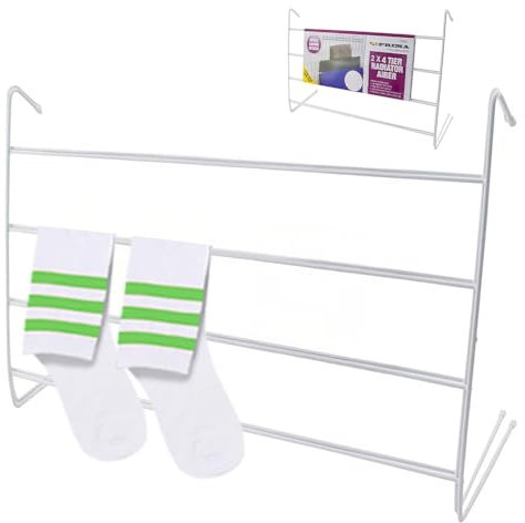2 Pack Over Radiator Airer - 4 Tier Towel Rail Hanger to Dry Clothes | Indoor Cloth Rack, Hang Lightweight Towels Holder Laundry, Durable & Compact, Small Clothes Drying Rack - Space Saving