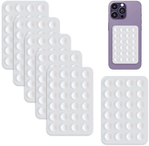 6 Pcs Phone Suction Pad, Suction Cup Phone Holder, Silicone Suction Phone Case, Self-Adhesive Non Slip Sticky Phone Holder, Multifunctional Sticky Smartphone Holder Case for Walls, glass, tiles