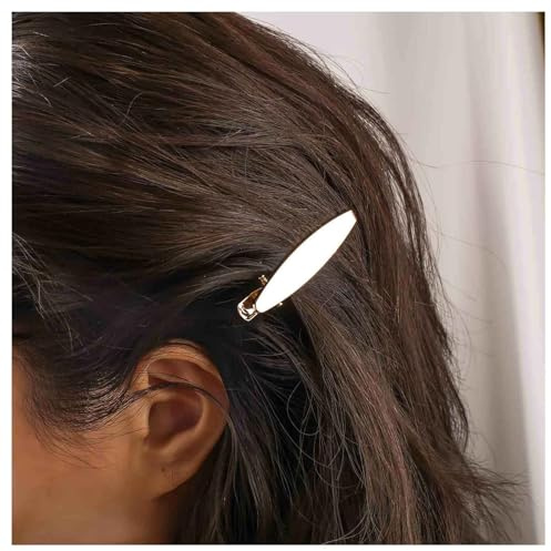 Cybche Oval Metall Haarspange Gold Haarspange Minimalistische Seite Clip Barrette Metall Geometrische Haarnadeln Flach Oval Haarspangen Dekorative Accessoires Für Frauen