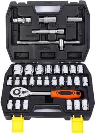 GTOULHH Caisse a Outil Jeu De Douilles De 32 Pièces, Jeu D'outils De Clés, Kit D'outils De Mécanicien Automobile pour La Réparation Automobile Coffret Outils
