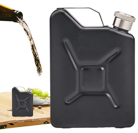 Flasque en métal de 150 ml - Anti-fuite - En forme de tonneau - En acier inoxydable de qualité supérieure - Compacte et légère - Idéale pour les voyages, le camping, le trekking - 10 x 7 x 3 cm