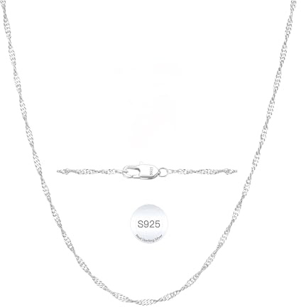 Diorra 925 Sterling Silver Chains for Women, 2mm Sturdy Chain Necklace | Hypoallergenic Silver Chain Necklaces for Women Jewellery Gifts (16/18/20/22 Inch)