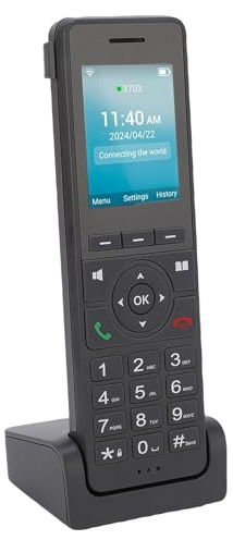 Plyisty Dect Cordless VoIP Telephone, Built in WiFi Bluetooth, Support 4G LTE, 3 SIP Accounts, 3 Lines, 3 Way Conference Calls, 500 Contacts, Dual Mic, 1600mAh, Black (US Version)