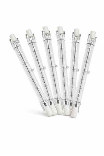 PLUSHA R7s Halogen Light Bulbs Dimmable 118mm, 230W Linear J118 Bulbs, 2700K Warm White Tube Light, R7s Replacement Bulb for Lamps & Security Lights – Pack of 6