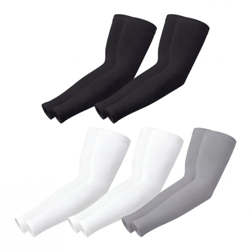 Pomarks Lot de 5 paires de manchons de bras pour homme et femme, protection UV rafraîchissante | Compression sportive | pour homme et femme | pour le golf, le basket-ball, le football, taille unique