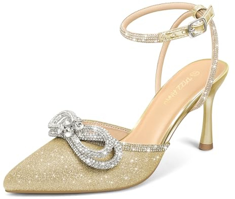 PIZZ ANNU Escarpins Femme à Talon Aiguille Confortable Chaussure de Danse Bout Pointu Lanière Cheville Haut Sexy Heel Dance Shoes
