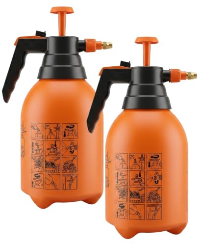Sicignano Pulvérisateur à pression 2 litres avec buse en laiton réglable - Pompe manuelle pour jardin, voiture et nettoyage - nébuliseur gradué avec bloc de distribution continue (2, 2 litres)