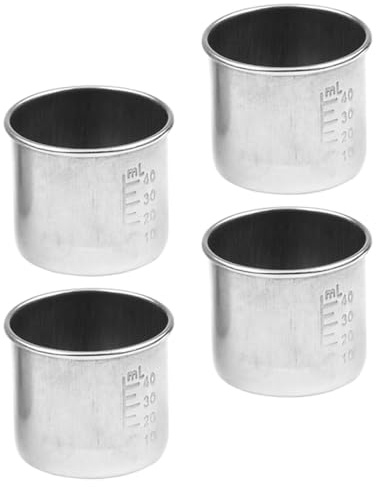 STAHAD Set 4 Tazze per Medicinali in Acciaio Inox 304 da 40ml Scala Graduata, Misurini Portatili Sicuri e Resistenti per Uso Domestico, Ospedali e Laboratori, Design Ergonomico