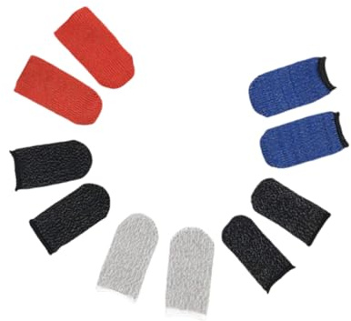 IWOWHERO Dünner Touchscreen Fingerschutz für Spiele, 10 Stück, Rutschfest | Nylon mit Silbergewebe, Schweißabweisend und Leicht, für Damen und Herren Beim Gaming Zufällige Farbe