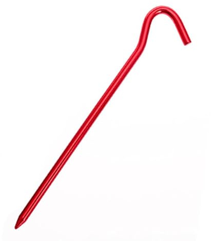Pack 5 Piquetas Tienda de Campaña 18cm, Estacas de Aluminio con Gancho, Anclajes de Suelo Ligeros para Tienda, Jardín, Toldos, Lonas, Senderismo(Red)