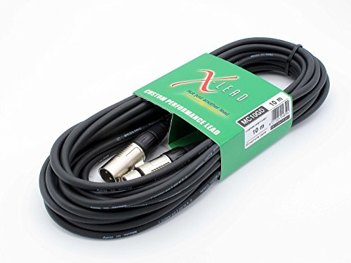 X-LEAD MC10GD100BK Gold serie – sehr gute Qualität Professionelles Mikrofon Kabel - XLR/XLR – Original INCO Stecker - (10 m schwarz)– MADE IN ITALY – by INCO