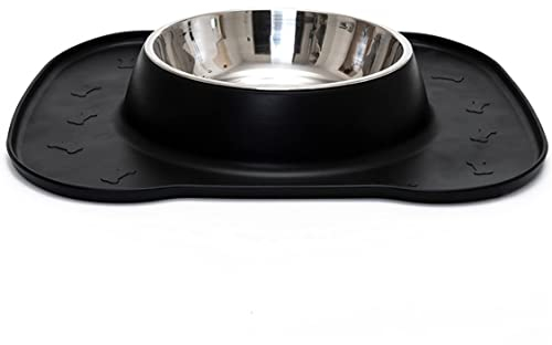 Happilax Non Slip Dog Bowl with Integrated Bowl Mat for Large Dogs with XL Stainless Steel Feeding Bowl 1600ML