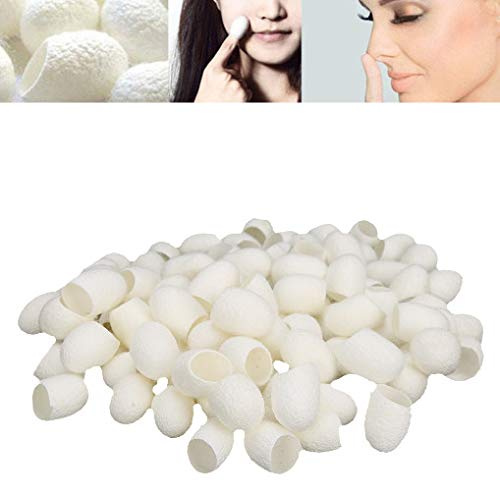 100 Pezzi Naturale Bozzoli di Seta, Bozzoli di Bachi Seta, Palle di Baco Seta, Rimozione di Punti Neri Peeling Palline di Bachi Seta per la Cura del Viso