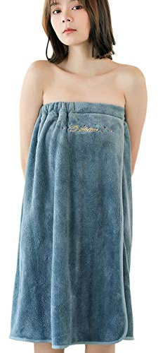 Peignoir de Bain Femme Serviettes de Bain et Douche Super Douce Robe Wraps en Bouton Réglable Peignoir Éponge Coton Séchage Rapide Drap de Bain pour Plage Baigner Sauna Piscine Spa,Marine,TU