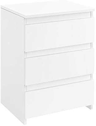 Yaheetech Nachttisch Boxspringbett Nachtschrank Nachtkommode mit 3 Schubladen Schlichter Beistelltisch Sofatisch Schubladenschrank für Schlafzimmer/Wohnzimmer, Weiß