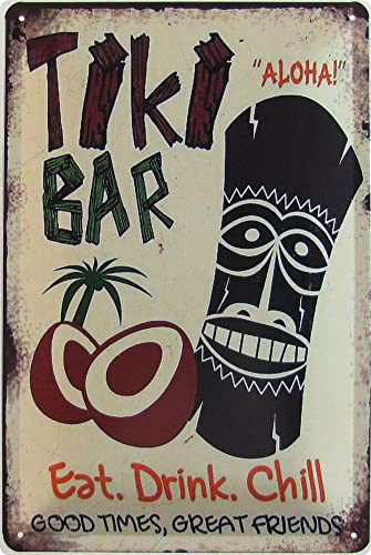 Metall Schild 20x30cm Tiki Bar Hawaii Cocktails Eat Drink Chill Blechschild