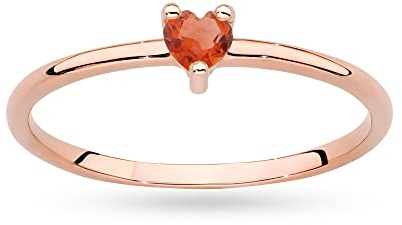 Roségold Damen-Goldring mit Granat 0,15Ct in Form eines Herzens | 14 Karat Gold (585) | Goldring inklusive Box | Goldring für Frauen (Granat, 51 (16.2))