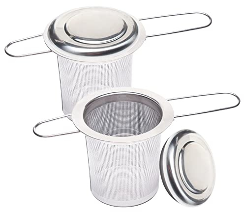 Gotetiso Teesieb für Tasse 2 Stück Teefilter und Deckel Teesieb für Losen Tee Edelstahl Faltbare Fein Mesh Tee Ei Sieb Teesieb für Teekanne Ein Tee Sieb für die Meisten Tee Tassen Teekanne Tee Schalen