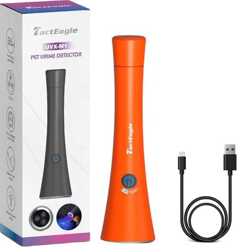 TactEagle Lumière noire pour détection d'urine, lampe de poche UV rechargeable à 3 LED haute puissance pour urine, pipi et scorpion