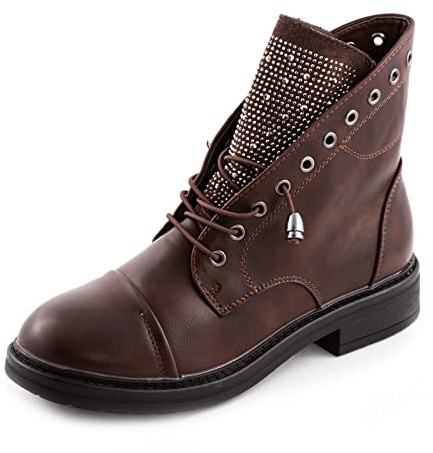 Toocool Stivali Donna Stivaletti Strass Anfibi Biker Invernali Scarpe G621