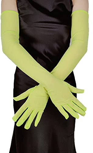 dPois Damen Nylon Handschuhe Sexy Armstulpen Elbogen Lang Brauthandschuhe Handstulpen Durchsichtig Zubehör für Party Hochzeit Grün Einheitsgröße