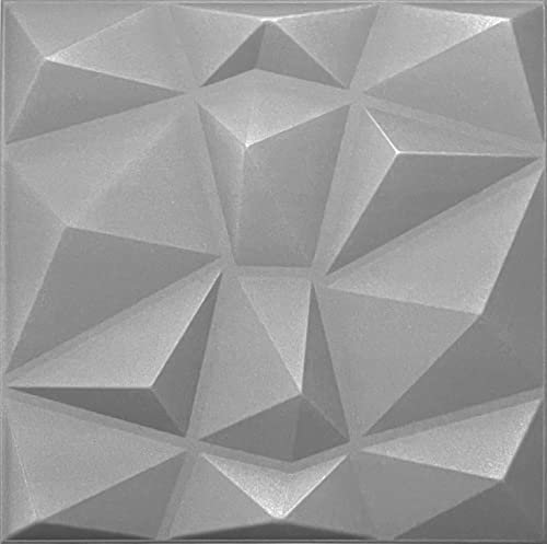 Eurodeco Pannelli decorativi da parete 3D, pannelli da soffitto, pannelli decorativi da parete, in polistirolo, articolo 3D/12 m²-48 pezzi, colore grigio diamante, spessore 3 mm