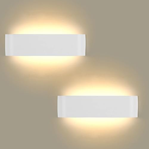 Lightess 2er Wandlampe Innen LED Wandleuchte 16W Weiß Flurlampe Warmweiß