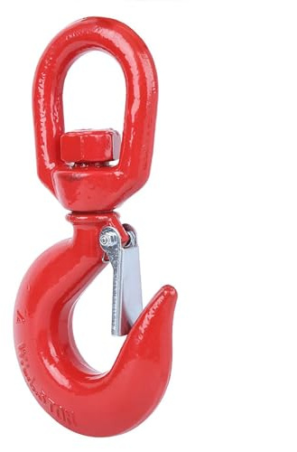 Kran-Drehhaken, 5T Hochfester Drehbarer Ösenhaken aus Legiertem Stahl mit Sicherheitsriegel, Robuster Runder Drehbarer Hebehaken für Bauingenieurwesen und Hafentransport