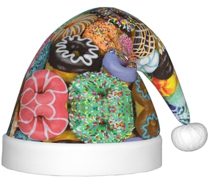 Donuts Festliche Kinder-Weihnachtsmannmütze – eine bequeme, bedruckte Weihnachtsmütze, ideal für Neujahr und festliche Feiertagsfeiern