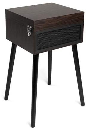 Victrola Liberty – Platine Vinyle Bluetooth 5-en-1 avec Streaming Vinyl, Radio FM, Lecture USB, Haut-Parleurs Intégrés, Utilisable en Position Debout ou sur Table (Espresso)