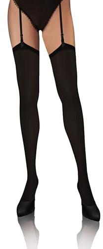 sesto senso Strapsstrümpfe für Damen Blickdicht 40 Den Strümpfe zum Anstrapsen Strumpfhose mit Strumpfhalter Strapse 3/4 M-L Schwarz