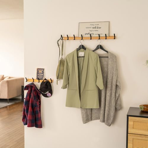 Home Deluxe Garderobenleiste STRIPE inkl. Haken, Magnete und Bilderregal - 8 x Haken | Wandgarderobe, Hakenleiste