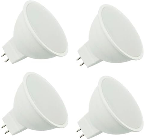 Acan Tradineur - Pack de 4 Bombillas LED Planas, GU5.3, 8W Equivalente a 72W, 720 lúmenes, 6400K, luz Blanca fría, eficiencia energética A+, 20000 Horas - 5 x 5 cm