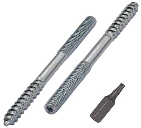 SKIR'CO (10 Stück) Stockschrauben M6 x 80 mm, Dübelschrauben mit Doppelgewinde, Doppelkopfschrauben