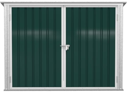 Outsunny Mülltonnenbox Müllbox Storer abschließbar Gerätebox für 2 Mülltonnen Stahl 178,5 x 104,5 x 128,5/113 cm Grün