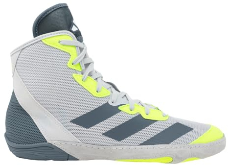 adidas Adizero Wrestling Shoes, Light Grey/Onyx/Solar Yellow, 10