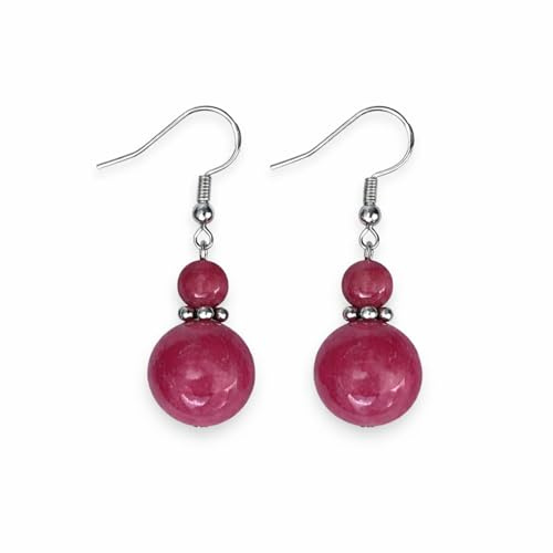 ASTER ALHELÍ - Pendientes Mujer Plata de Ley 925 con Jade Colores - Pendientes Colgantes Mujer con Piedras Naturales - Amuleto Protección Ideales para Regalo Original