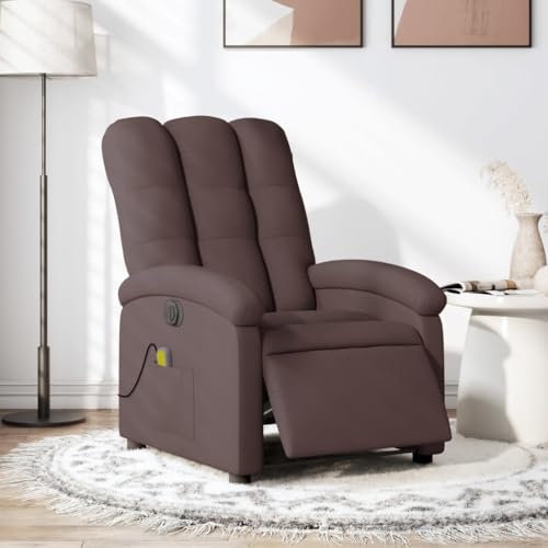 Homgoday Massagesessel Elektrisch Fernsehsessel Relaxsessel mit Liegefunktion Ruhesessel Polstersessel TV Sessel, Verstellbare Rückenlehne, für Wohnzimmer Dunkelbraun Stoff