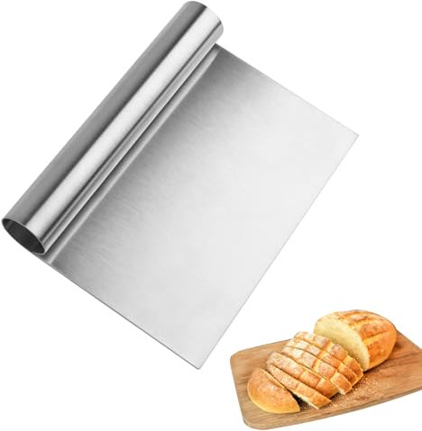 Teigschaber Edelstahl, 11x15cm Küchenschaber mit Rundem Griff, Gemüseschaufel für Brot, Backen uvm.