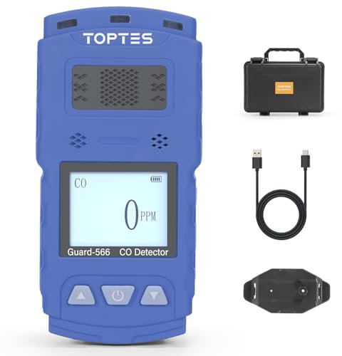 TopTes Guard-566 Portable Carbon Monoxide Detector, Rechargeable CO Detector with Back Clip, Vibration, Visual & Audible Alarms, 168h Long Standby, Adjustable Alarm Thresholds for Home, Work Use