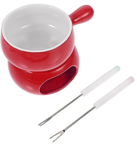 Amosfun Keramik Schmelztopf Mit Rotem Stövchen Und Griff Hitzebeständig Für Schokolade Käse Butter Für Fondue Party Haushalt Kuchenstube