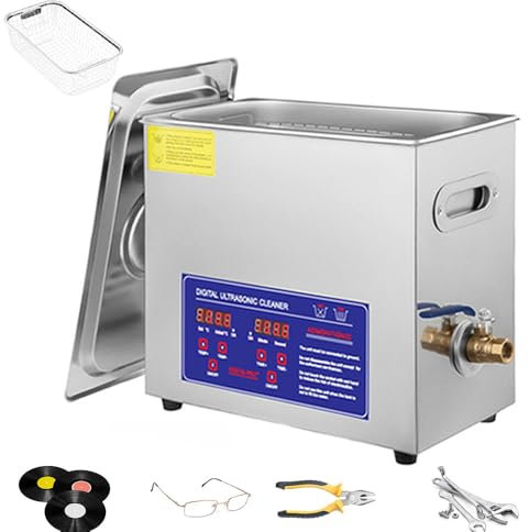 WSGDSG Professional Ultrasonic Cleaner Machine 40kHz with Timer and Heater, Ultrasonic Parts Cleaner Fit for Professional Tools, Metal Parts, Jewelry, Eyeglasses(Size:6L)