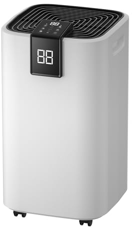 12L Dehumidifier with Compressor, 2L Tank, Ultra Quiet Laundry Drying & Auto Humidity Control – Compact Moisture Remover for Damp, Condensation, Mould, Bedroom, Kitchen, Office & Home Use