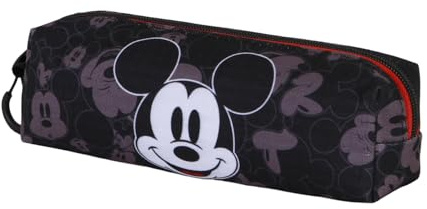 Disney Mickey Mouse Year-Estuche Portatodo Cuadrado Fan 2.2, Negro, 22 x 9 cm