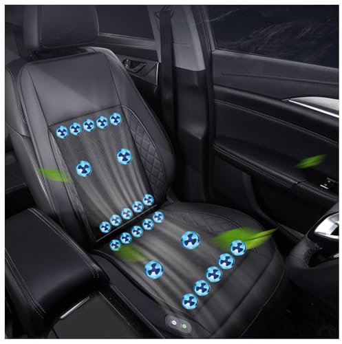 CUCUKAKA Cooling Car Seat con 24 Ventole, 3 Livelli Regolabili Coprisedili Auto Estivi, Coprisedile Auto Estivo per Viaggiatori, Conducenti Car,Black-12V