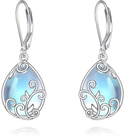 Distel/Tulpe/Orchide/Mondstein Filigrane/Mond/Filigrane Sterlingsilber Ohrringe S925 für Frauen Volentine's Day Muttertag Geburstag Schmuck Geschenke