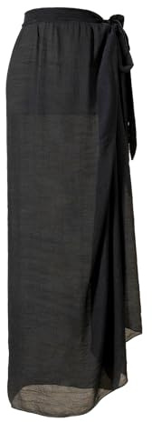 Nhgkju Pareo Tuch für Damen - Leichter Sarong mit Bindegürtel, 96x100cm, Sommer Strandkleid, Perfekt für Beach, Pool & Urlaub (DE/NL/SE/PL, Alphanumerisch, M, Regular, Regular, Schwarz)
