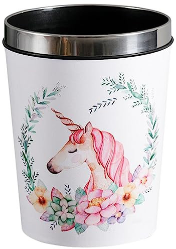 Gatuida Unicorn Trash Can for Boy Girl's Waste Bin Pressing Ring Mechanism for Home Office Living Use