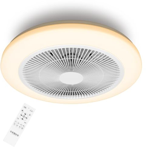 Aigostar Ventilatore da Soffitto Con Luce e Telecomando, Lampadario con Ventilatore da Soffitto con Timer, Luminosità Regolabile e Temperatura Colore 2700K-6500K, 6 Velocità, Silenzioso, Motore DC